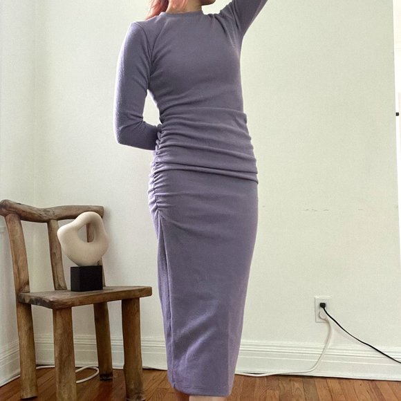 3CE STYLENANDA Korean Pastel Purple Shirred Long Maxi Dress - Picture 1 of 4